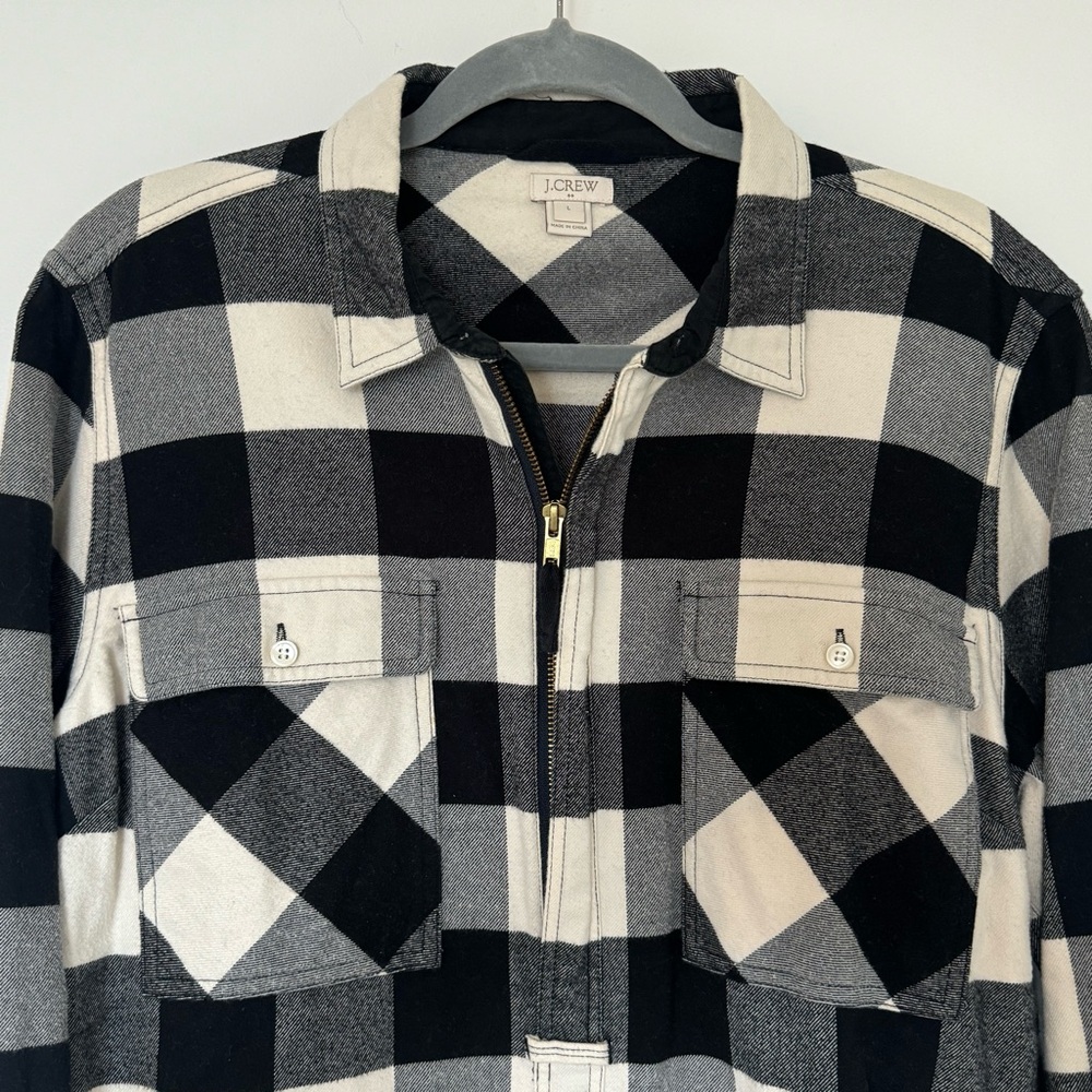 J Crew pop over black & cream flannel